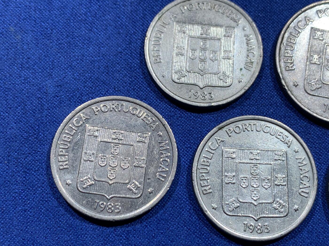 《竞宝斋》第446场 周日，周一，2场连拍 （全场包邮） 五枚一组 澳门1圆4枚+5圆1枚 品种细节见图