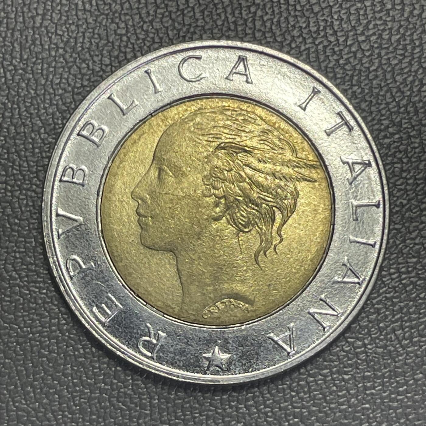 回流1208 意大利1996年500里拉 国家统计局成立70周年纪念双色币