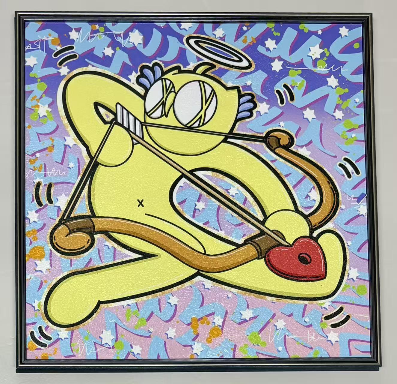 零元拍：歪歪 OWSON 系列作品装饰肌理画《十二星座-射手座》，相框尺寸35/35CM。因展品出展，镜框可能有轻微划痕，介意勿拍