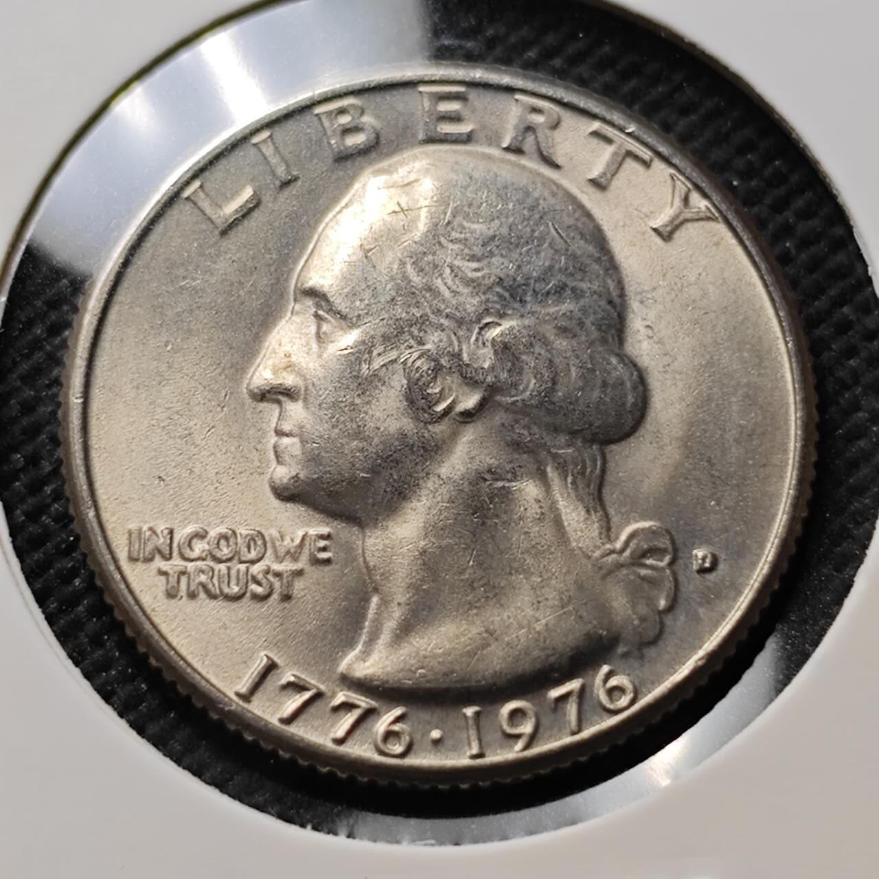 KK钱币收藏小铺 第376期  2月预留时间 周末发货  1976美国25分纪念币 好品