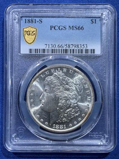 《竞宝斋》第446场 周日，周一，2场连拍 （全场包邮） - PCGS MS66 美国1881-S 摩根1美元银币