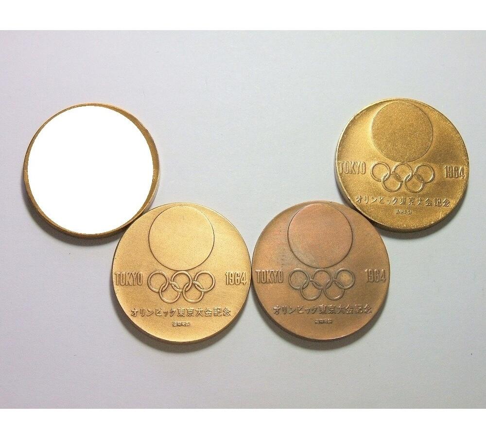 单枚价 日本1964年东京奥运会五环 短跑百米飞人高浮雕铜章 30MM