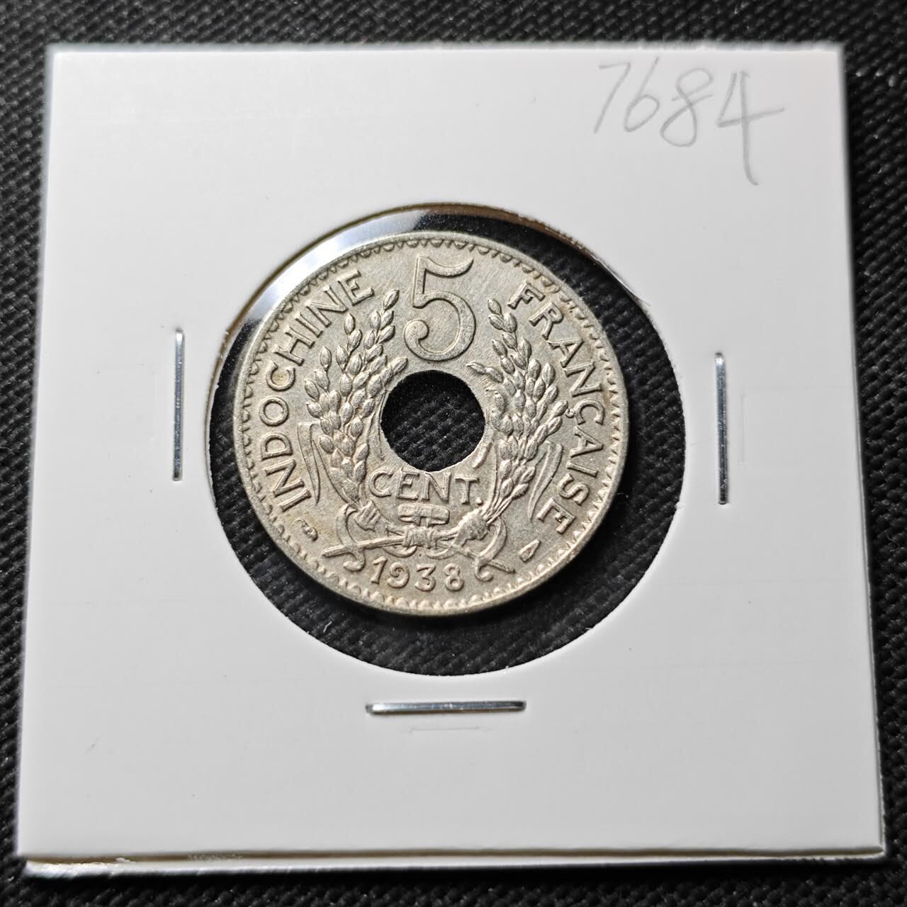 KK钱币收藏小铺 第376期  2月预留时间 周末发货  法属印支5分镍币