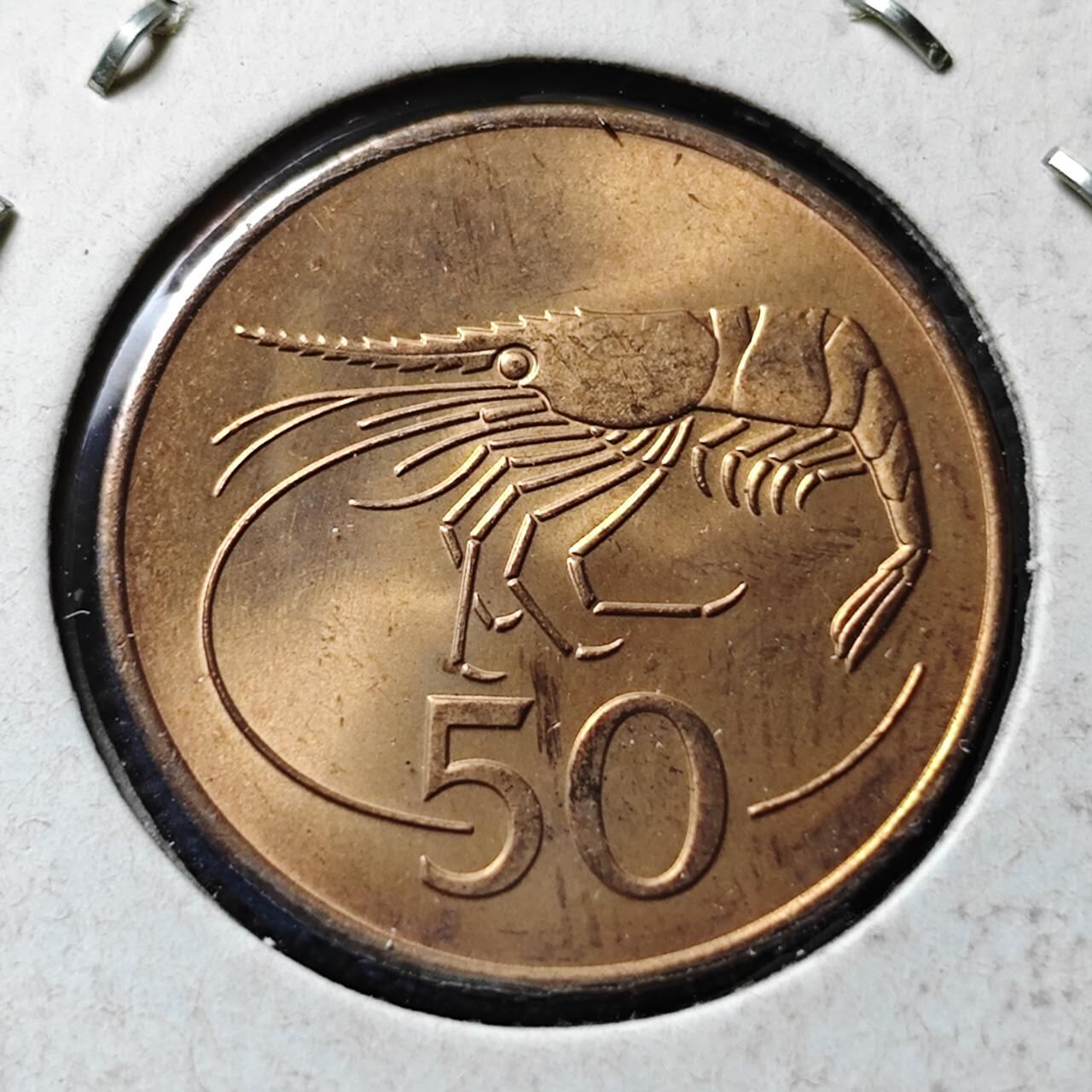 KK钱币收藏小铺 第376期  2月预留时间 周末发货  冰岛50奥拉 虾 好品铜币