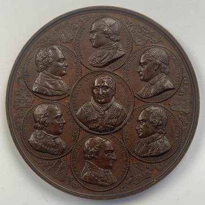 掌中浮雕-藏着的欧洲第045场 - 1835年意大利教皇国格里高利十六世（纪念梅赫伦天主教大学落成）大铜章 ，58mm 