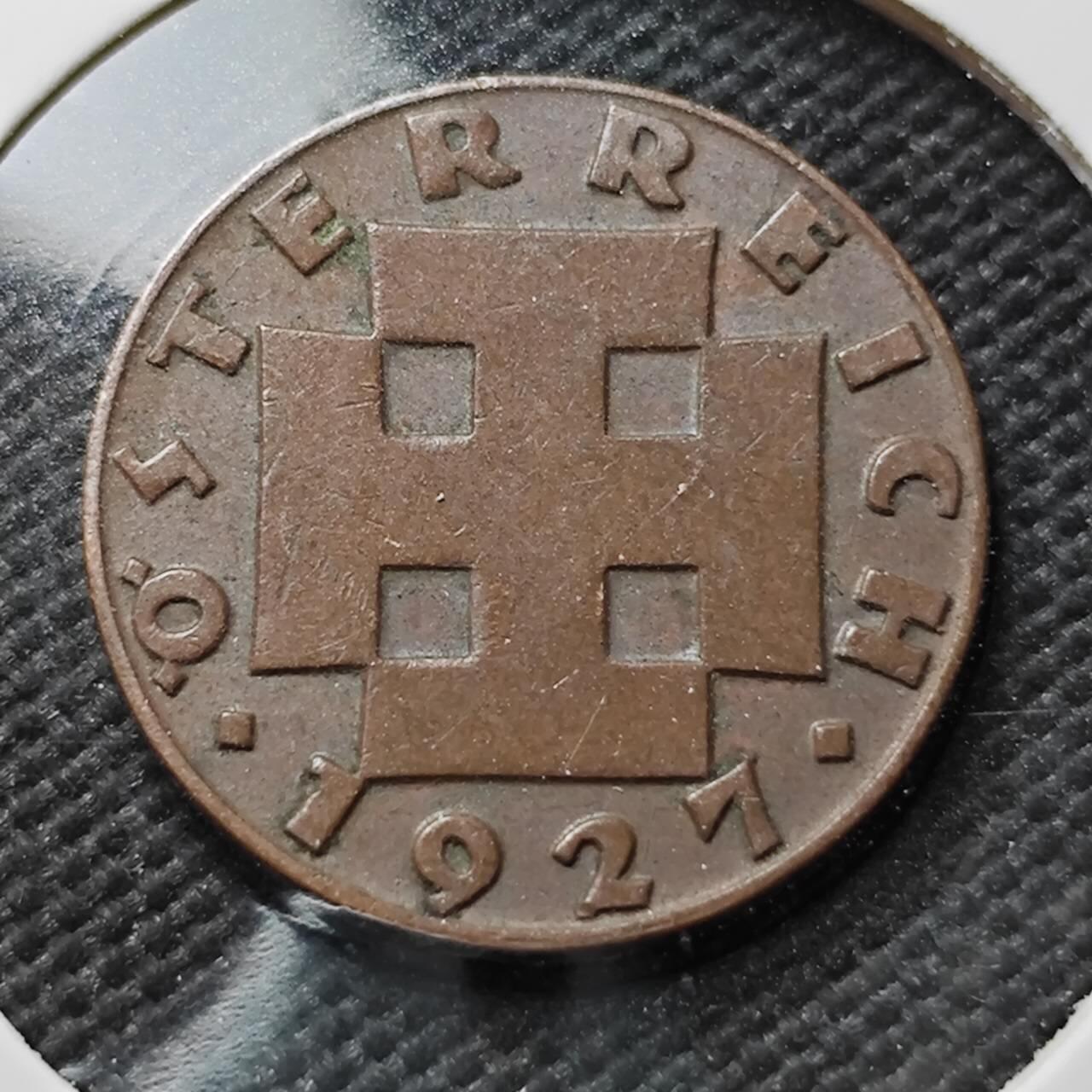 KK钱币收藏小铺 第376期  2月预留时间 周末发货  1927奥地利2格罗申铜币