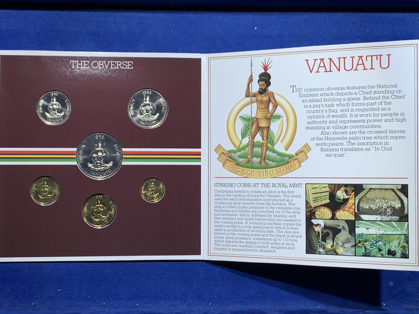 《竞宝斋》第446场 周日，周一，2场连拍 （全场包邮） 瓦努阿图1983年造币厂套装 全6枚套币 英国皇家造币 好品