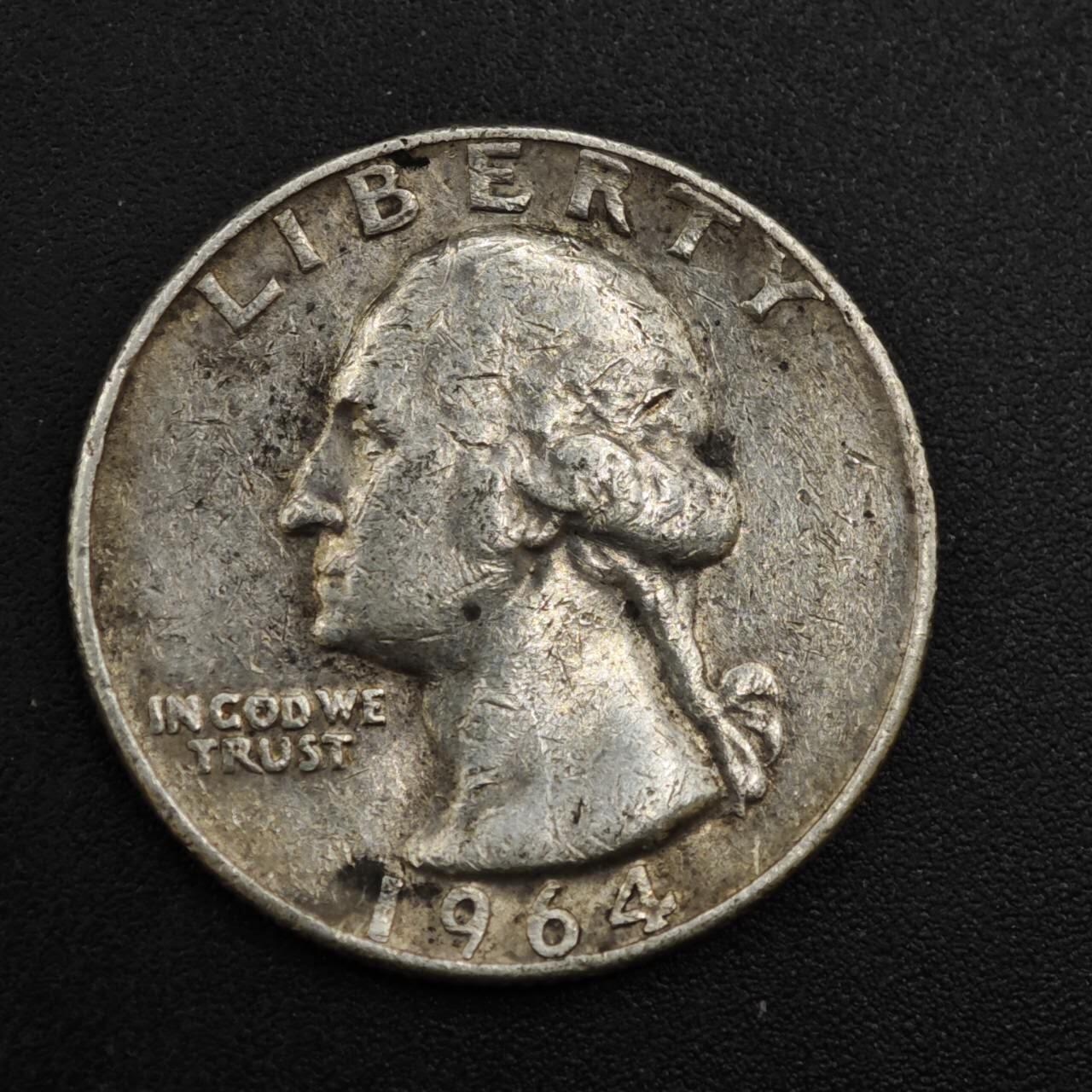 【淘币小摊】实时拍第八百二十二拍   银币套币场   满百包邮可预留二周 每周一统一发货   美国1964年25分银币