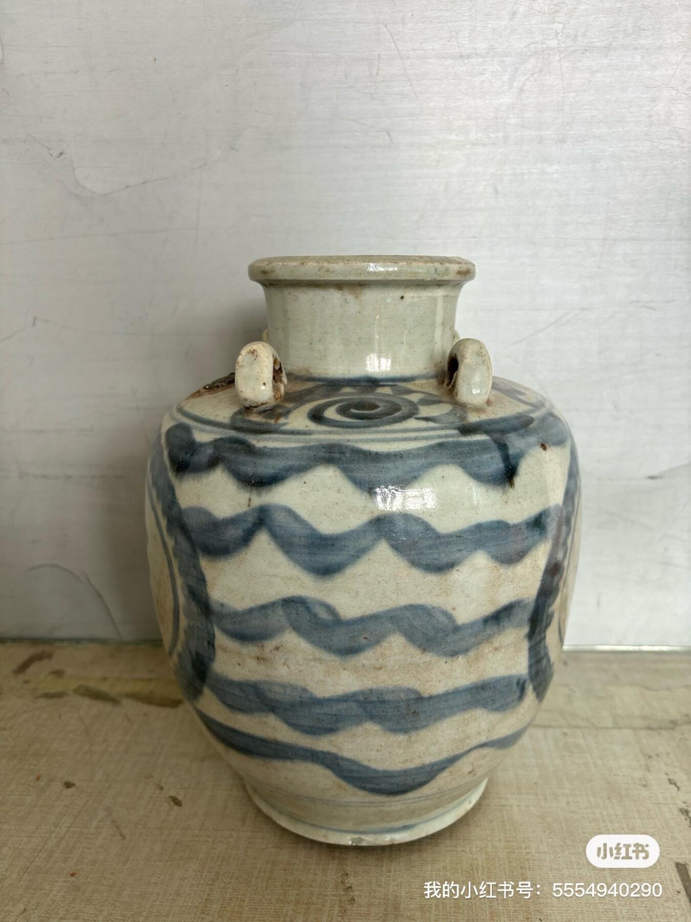 明代青花四系罐实物如图按图发货包邮到家，包老到代