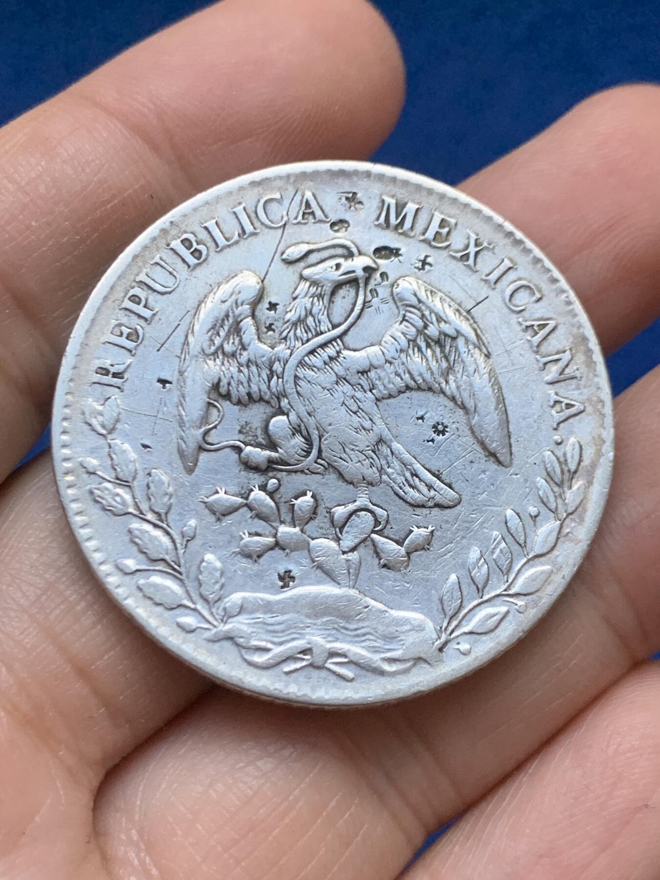 《竞宝斋》第446场 周日，周一，2场连拍 （全场包邮） 墨西哥1893 GO RS版 8R鹰洋银币 细节见图