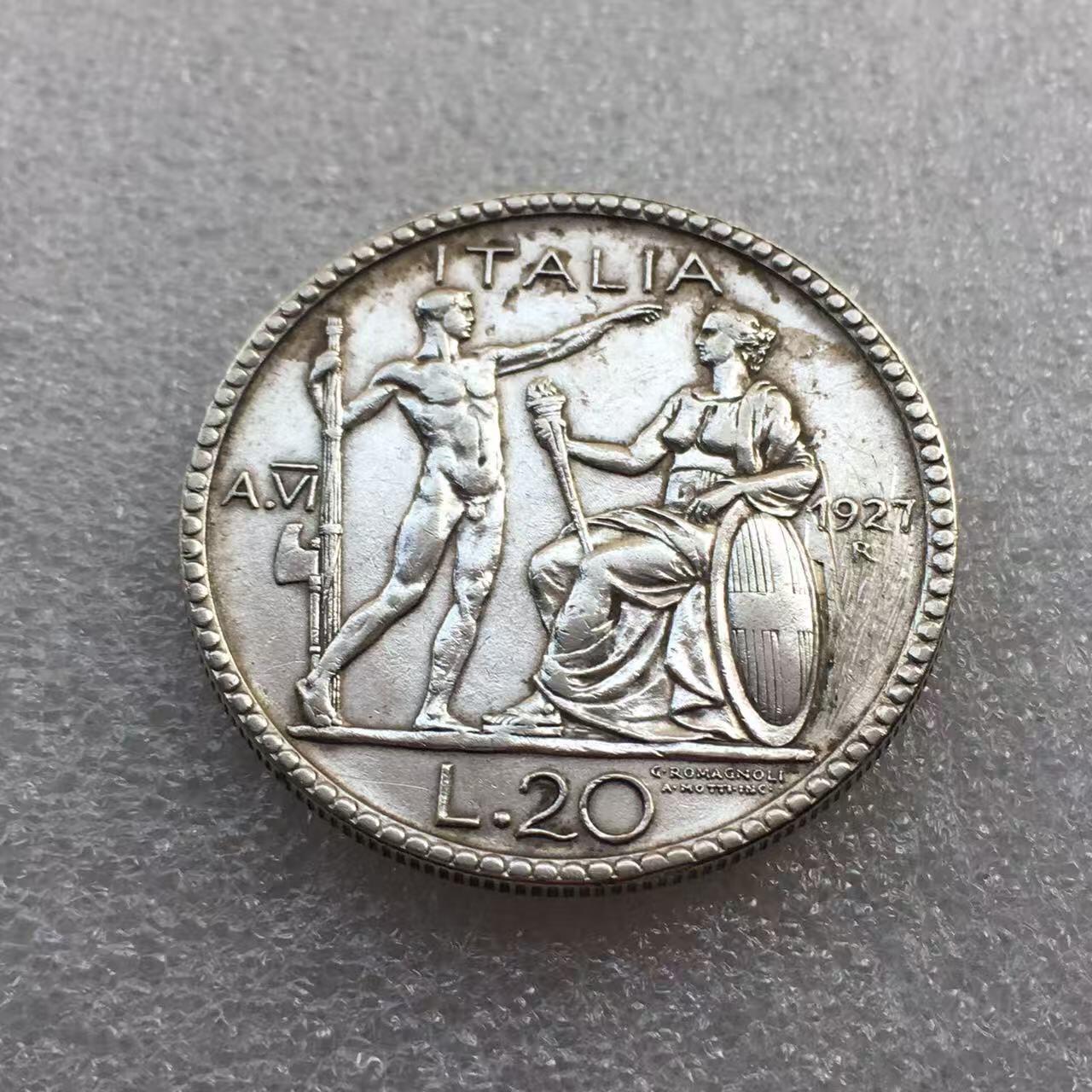 世界钱币专场拍卖 每周二开拍 1927年意大利裸男20里拉银币
