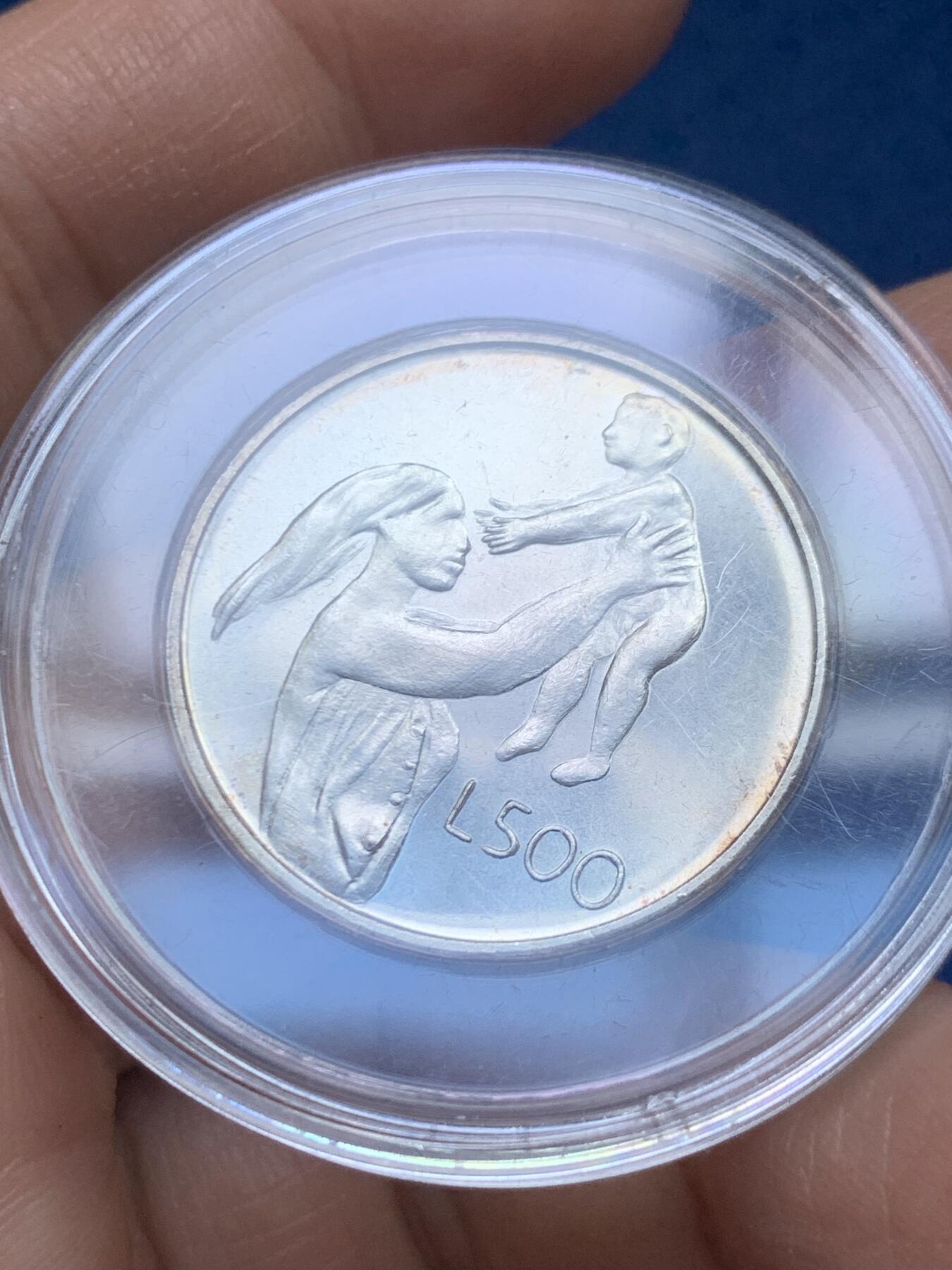 《竞宝斋》第446场 周日，周一，2场连拍 （全场包邮） 圣马力诺1972年500里拉银币 835银 11克