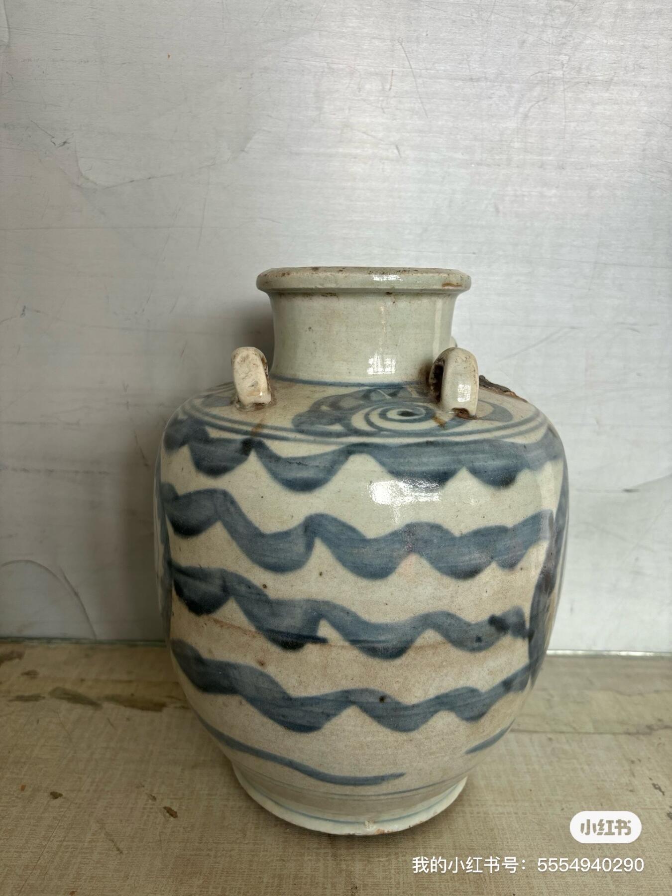 明代青花四系罐实物如图按图发货包邮到家，包老到代