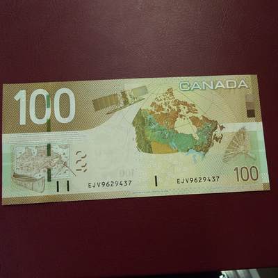 世界钱币～微拍第219期暨2025年第59期  老库存低价起拍 - 2009年加拿大100元旅版 全新绝品尾号437