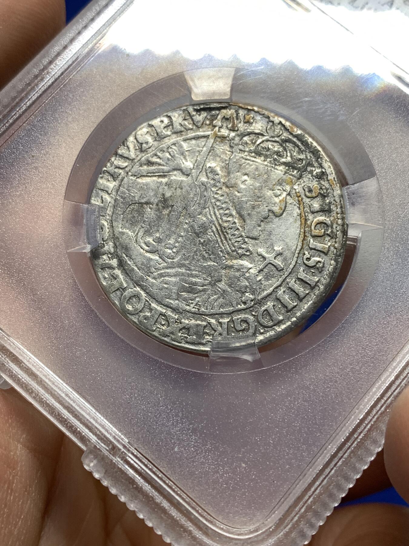 《竞宝斋》第446场 周日，周一，2场连拍 （全场包邮） TQG VF30 波兰立陶宛联邦 1623年 1/4泰勒 银币 西吉斯蒙德三世在位时期发行 打制良好 细节尚可 少见品种