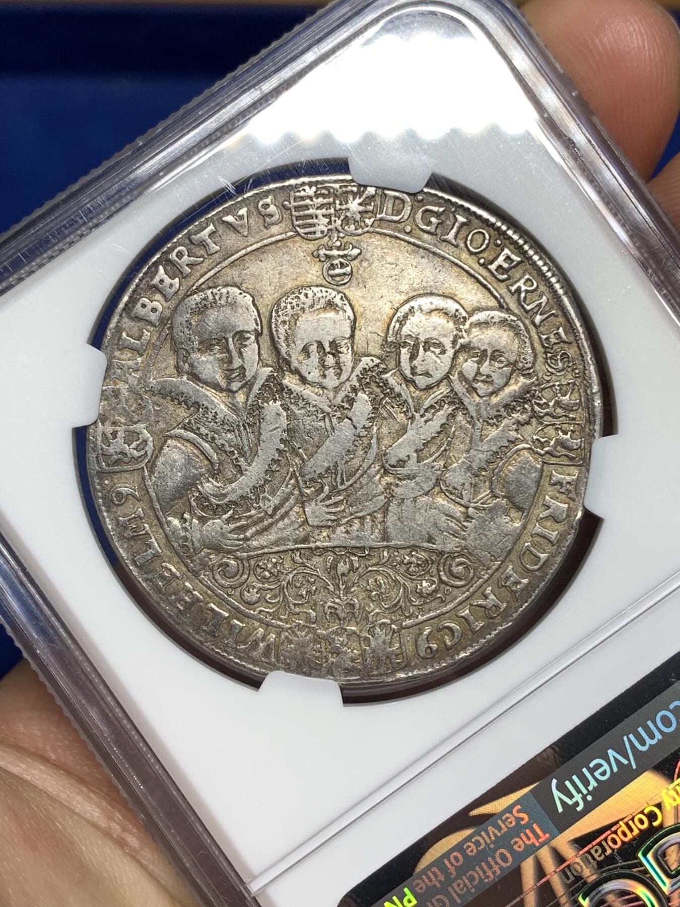 《竞宝斋》第446场 周日，周一，2场连拍 （全场包邮） NGC VF30 德国萨克森-魏玛1613年八兄弟1泰勒银币，稀少，人像清晰400多年状态难得