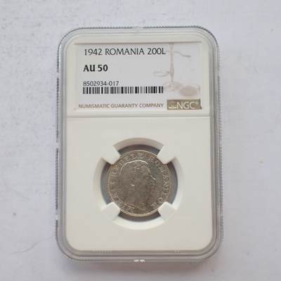 古楚泉社世界钱币专场NO.2 - NGC-AU50罗马尼亚1942年200L银币