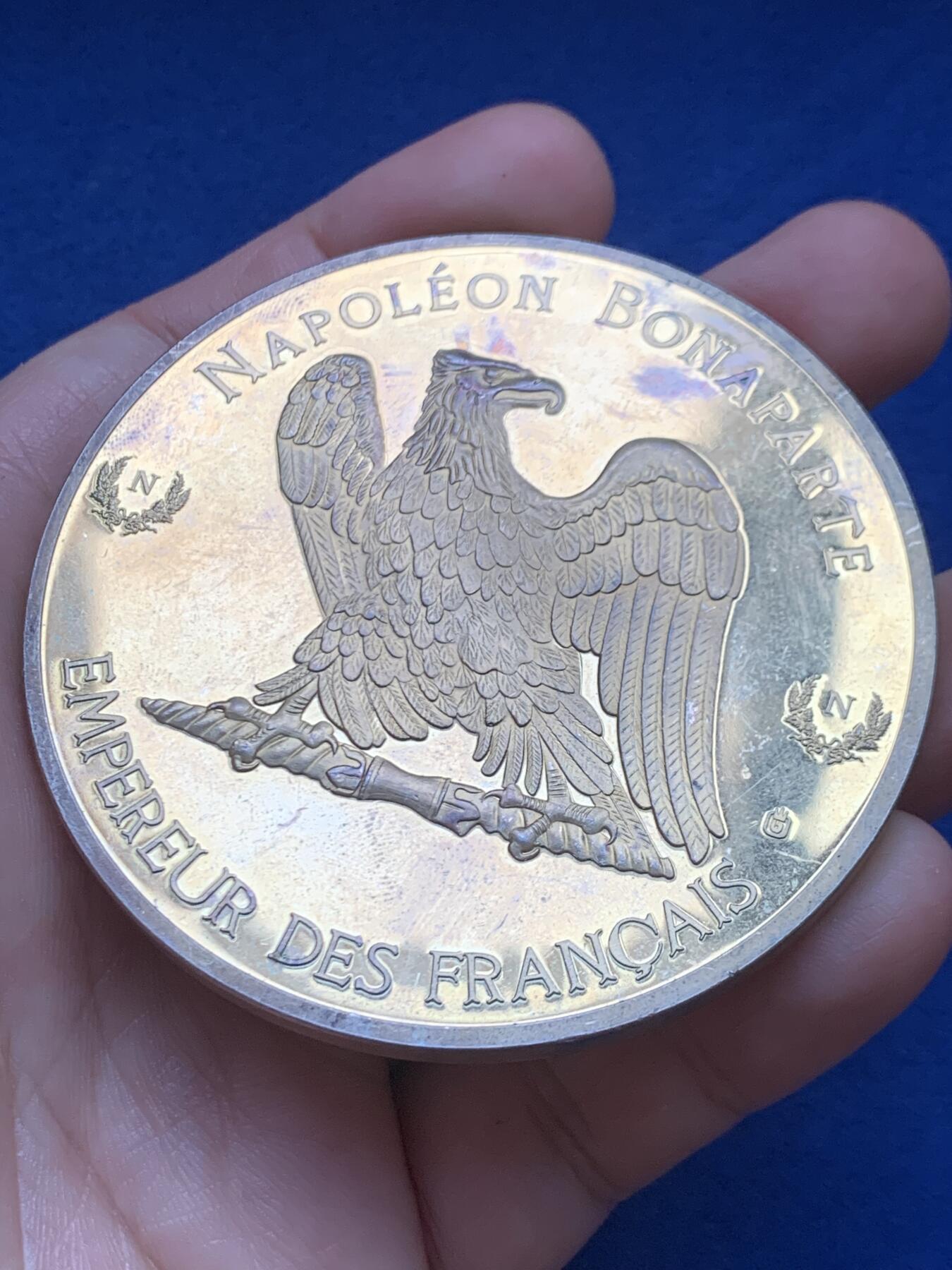 《竞宝斋》第446场 周日，周一，2场连拍 （全场包邮） 法国滑铁卢战役纪念章 120克 69.5mm