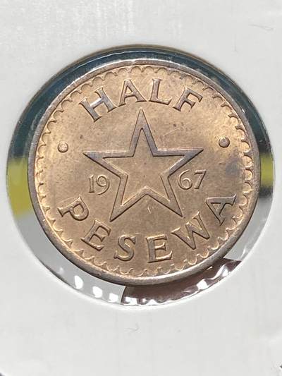 2025年第一百三十四场(总第一百六十场）外国好品纸夹散币场(免佣金) - 原光好品–加纳🇬🇭1967年1/2比塞瓦(独立后第三套流通硬币)