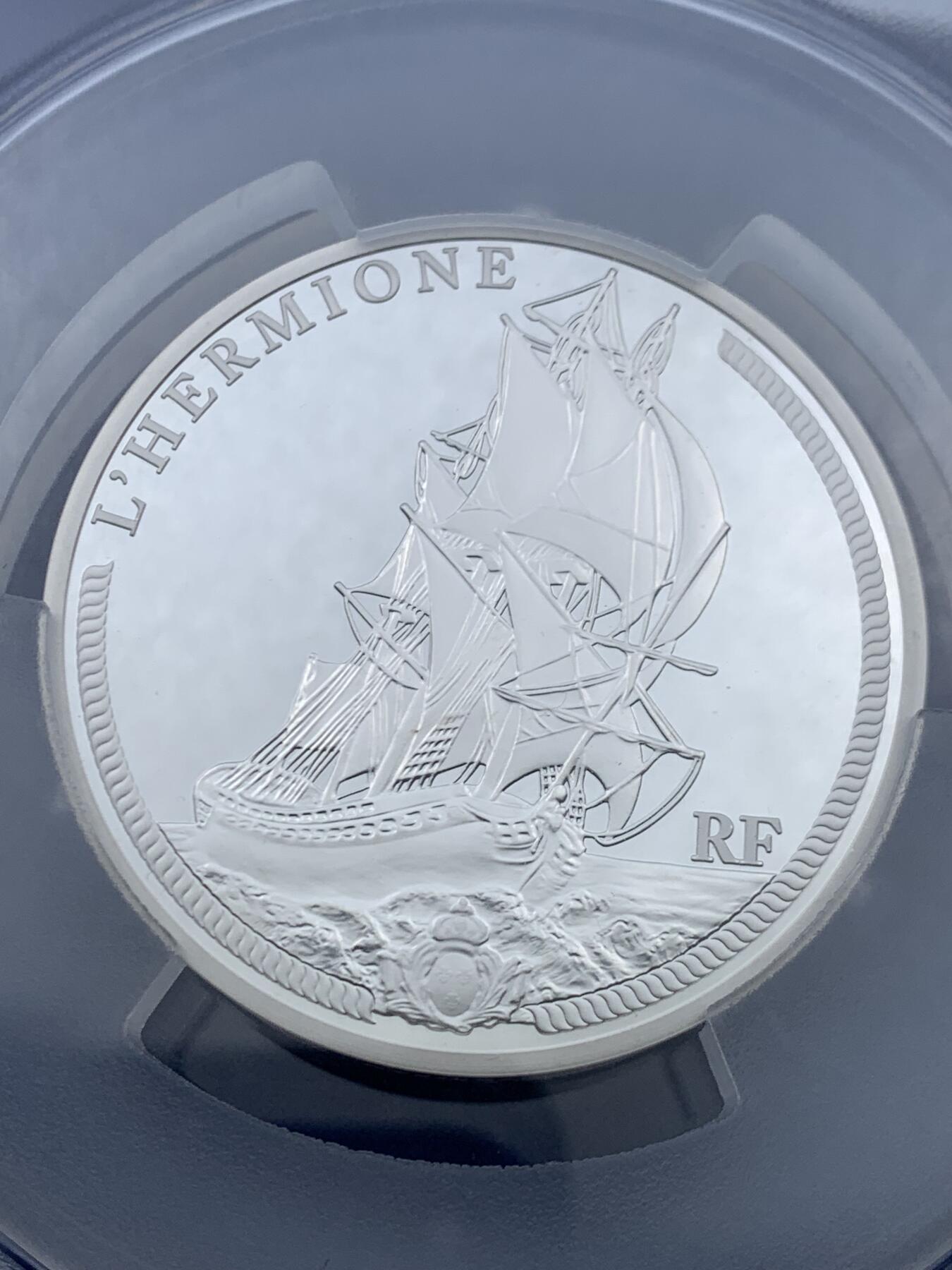 《竞宝斋》第446场 周日，周一，2场连拍 （全场包邮） 唯一冠军分 PCGS PR68DCAM 法国2012年赫敏号50欧元银币 950银 163.8克 加大加厚盒封装