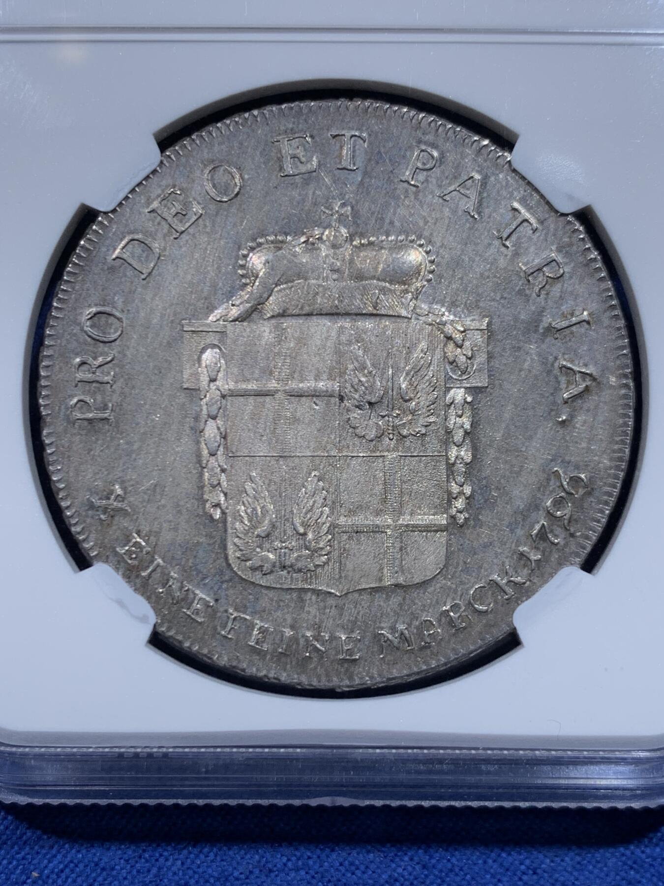 《竞宝斋》第446场 周日，周一，2场连拍 （全场包邮） 季军分 NGC MS64 德国 富尔达主教区 1796年 1泰勒大银币 少见泰勒版本 高点俱在 底板也很不错