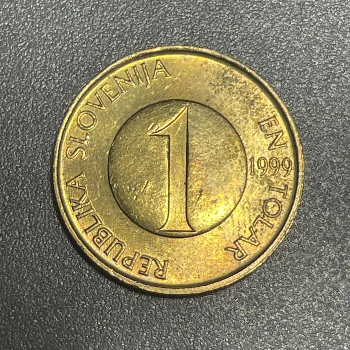 回流1215 斯洛文尼亚1999年1托拉尔铜币 褐鳟鱼及幼鱼