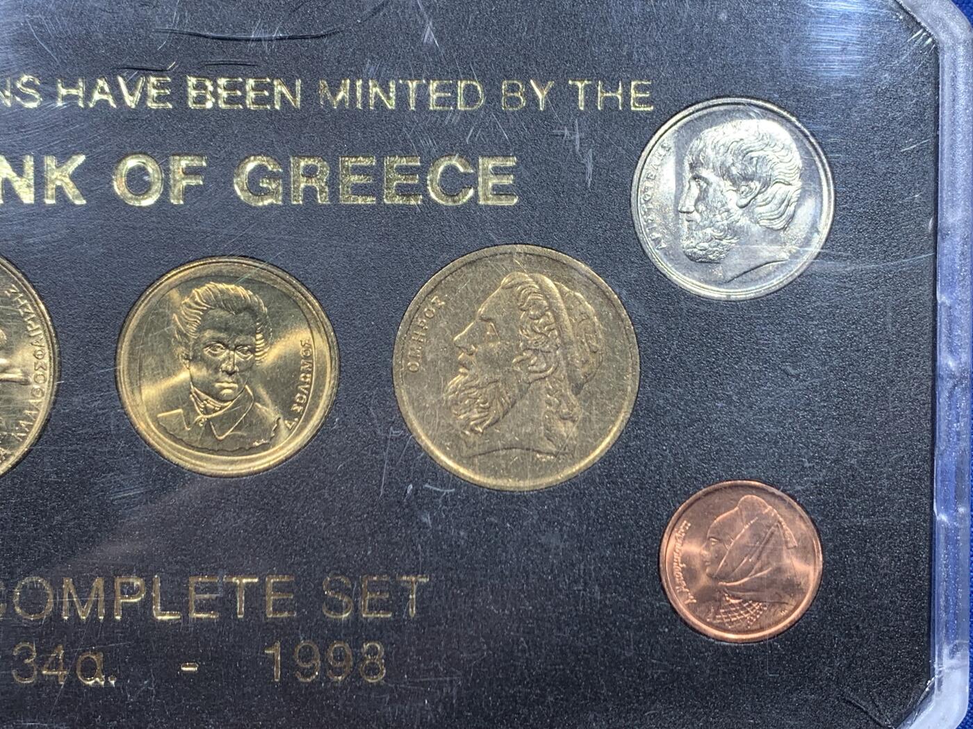 《竞宝斋》第446场 周日，周一，2场连拍 （全场包邮） 希腊 1998年 7枚装 套币 少见的亚克力装帧方式 细节见图