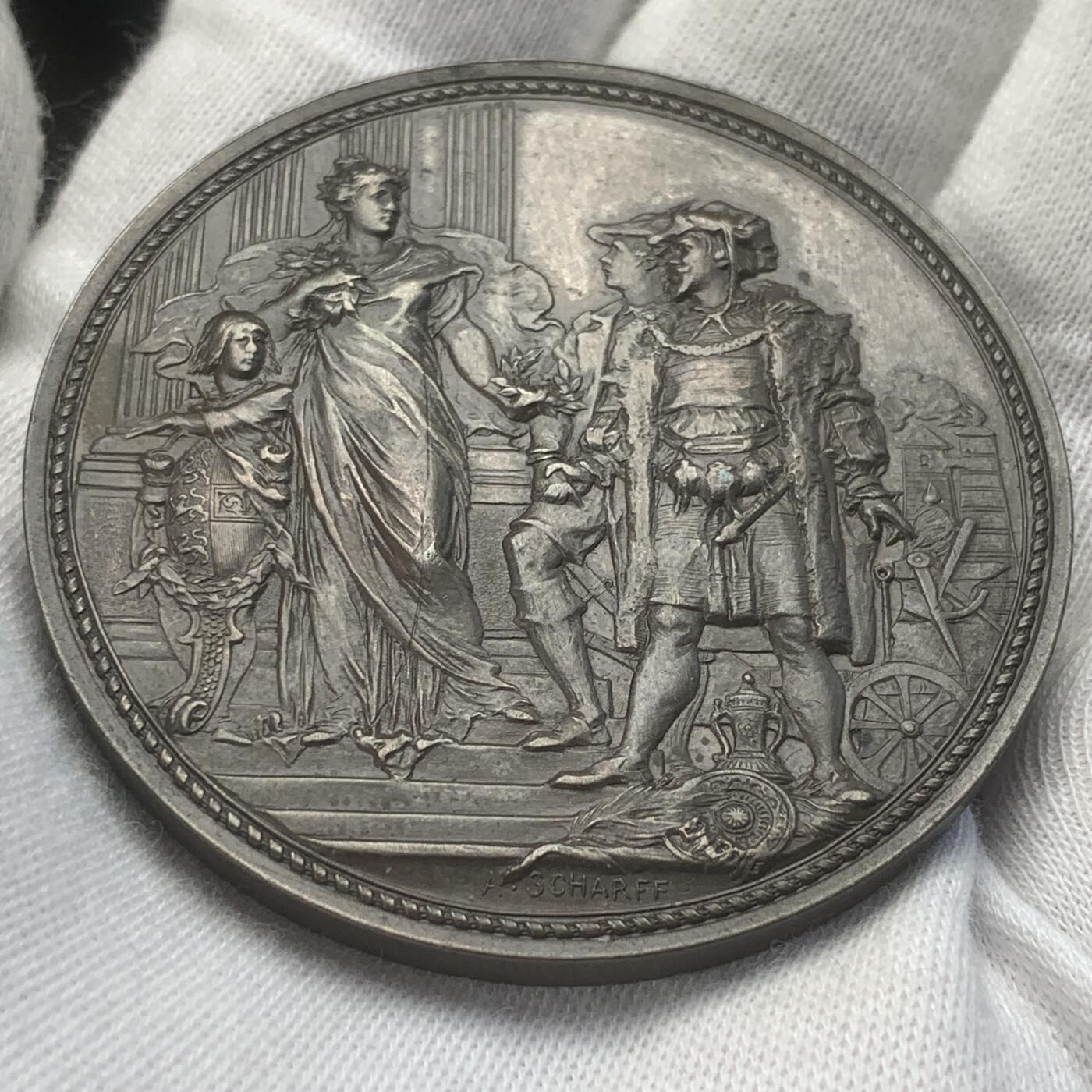 掌中浮雕-藏着的欧洲第045场 1885年奥地利克恩顿州地方展览会铜章 ，53.4mm，奥地利章牌艺术大师安东·沙夫（A.Scharff）设计作品，少见品种，送合适的亚克力盒子