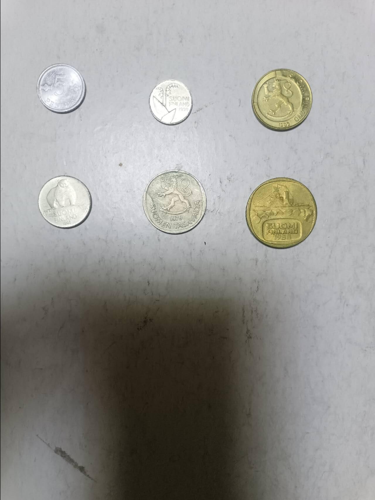 【20251211】非全新纸币和硬币第312场 芬兰6枚硬币不同版本
