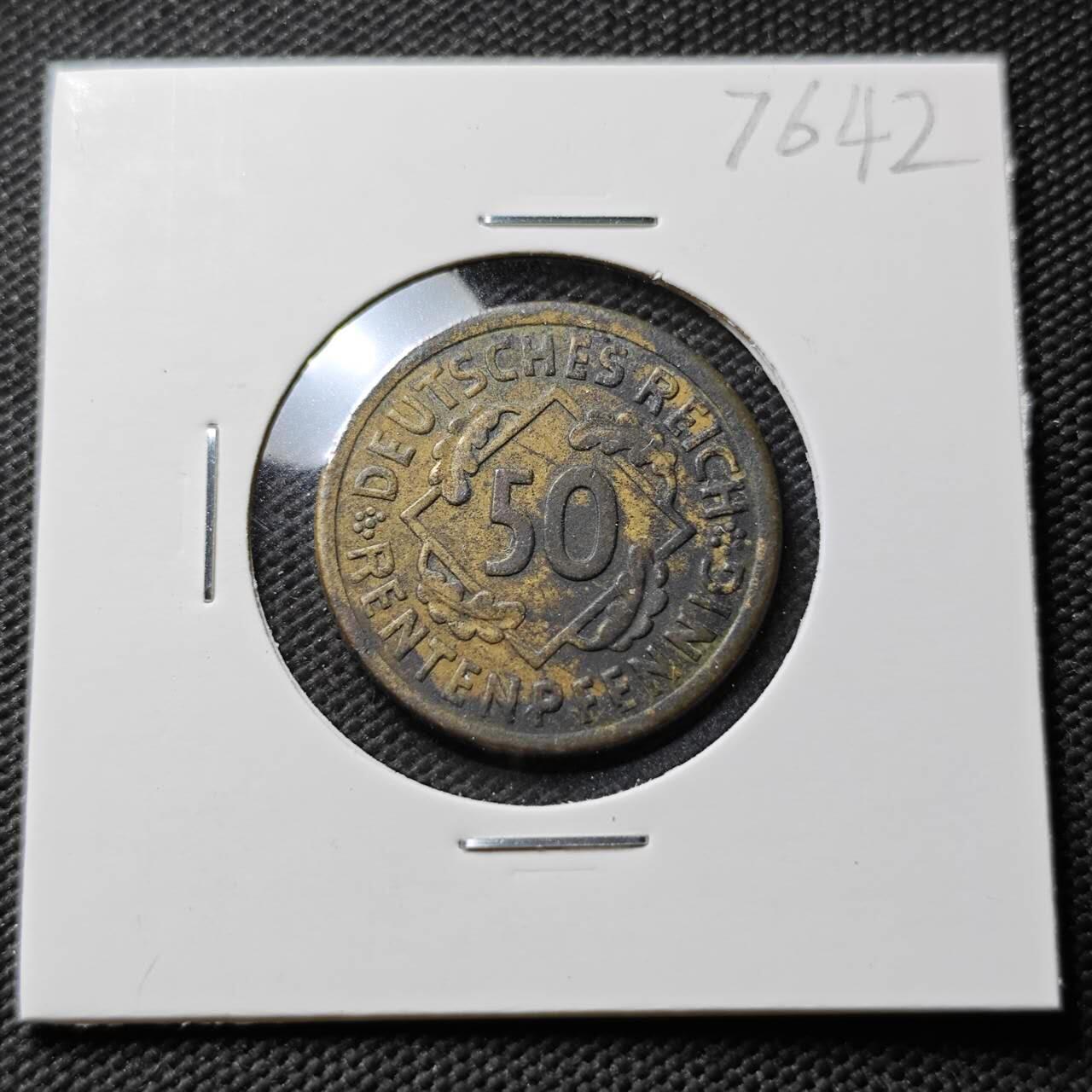 KK钱币收藏小铺 第376期  2月预留时间 周末发货  1924魏玛50分铜币 A版 深打