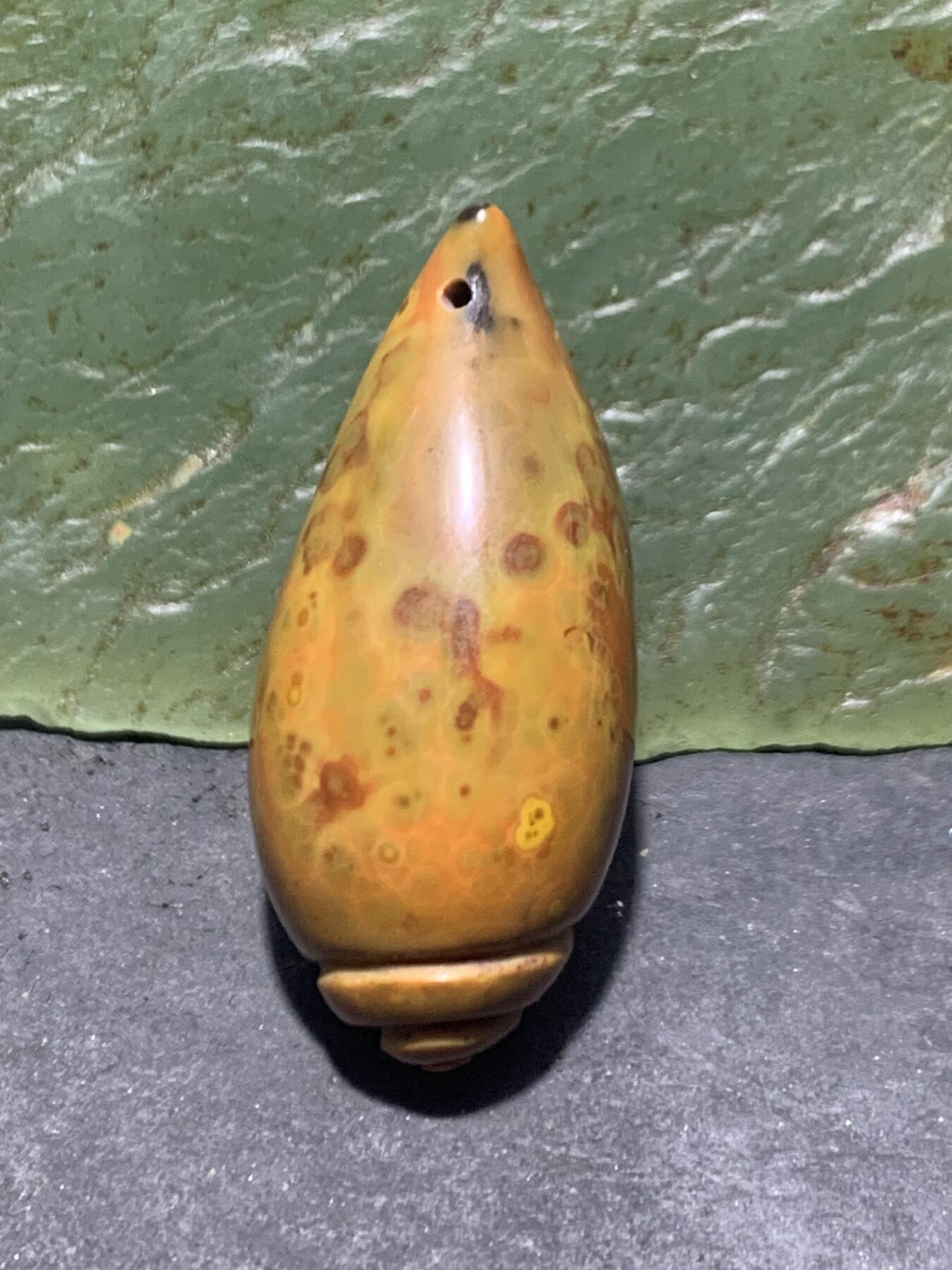 精美战国红玛瑙手工雕刻海螺吊坠一个！