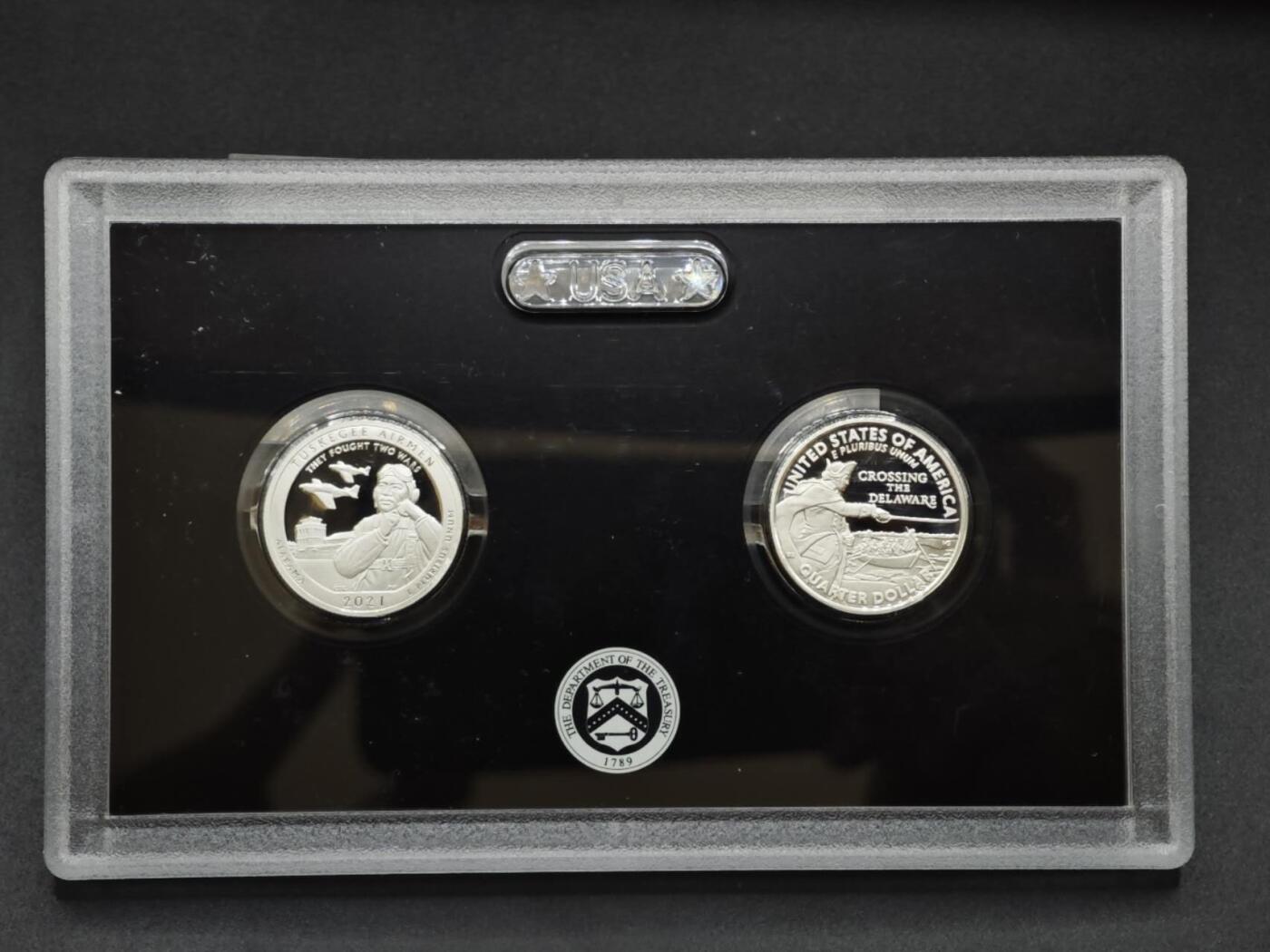 【淘币小摊】实时拍第八百二十二拍   银币套币场   满百包邮可预留二周 每周一统一发货   美国2021年“美国女性”与“开国元勋”双主题25分精制银币900银每枚6.25克银价149