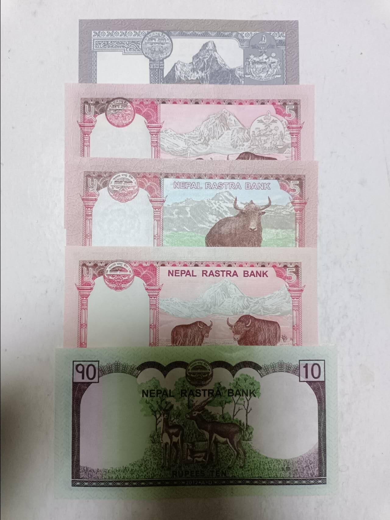 【20251211】非全新纸币和硬币第312场 尼泊尔5张纸币各为不同版本，全新