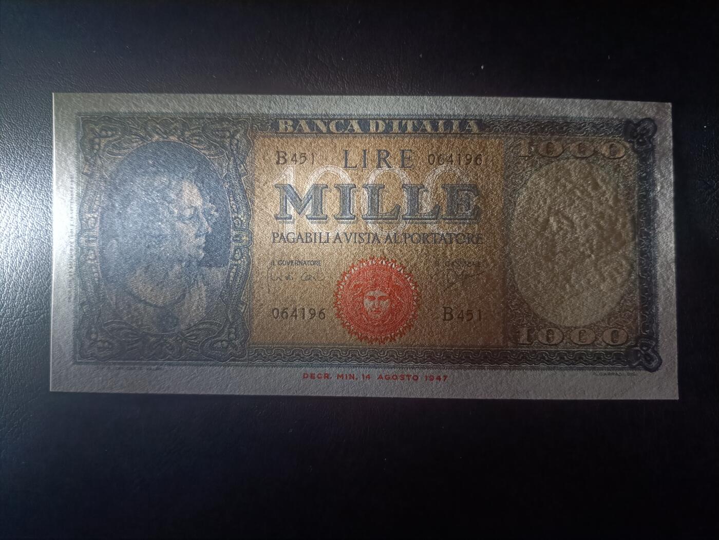 2025十二月第二期，总207期 意大利1961年1000里拉UNC-背面淡痕，波提切利《春》组画里的美丽女神