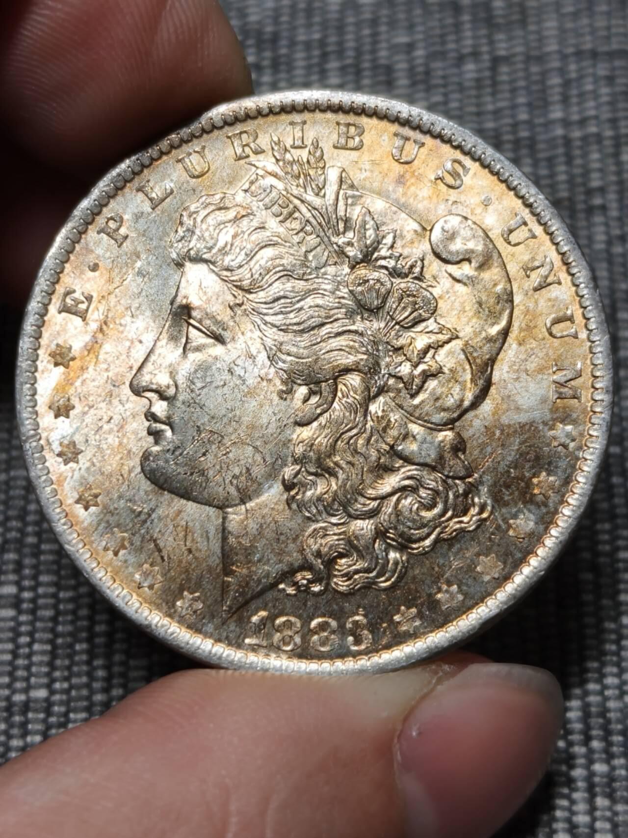 UNC1883和1887美国摩根银元两枚499一个包顺丰