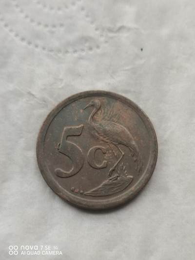 外国硬币 - 92年南非蓝鹤5分