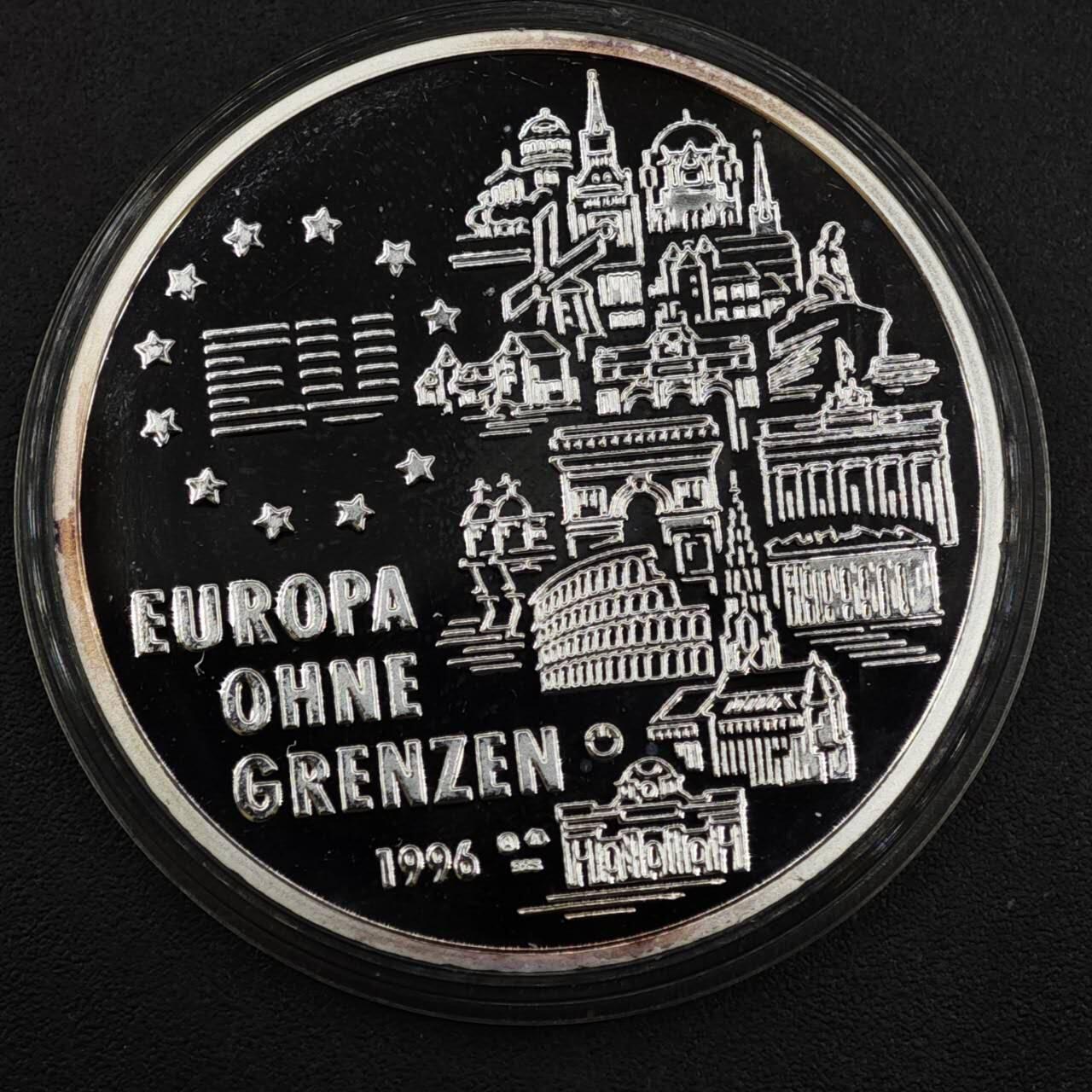 【淘币小摊】实时拍第八百二十二拍   银币套币场   满百包邮可预留二周 每周一统一发货   1996年奥地利“无边界欧洲”主题5欧元纪念币925银20克银价245