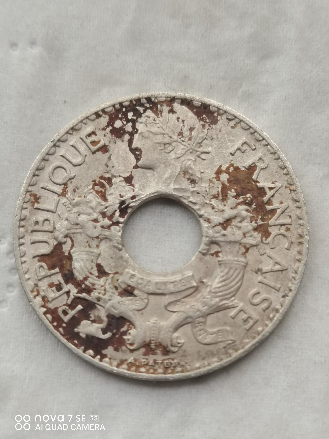 外国硬币 39年法属印支5分镍币