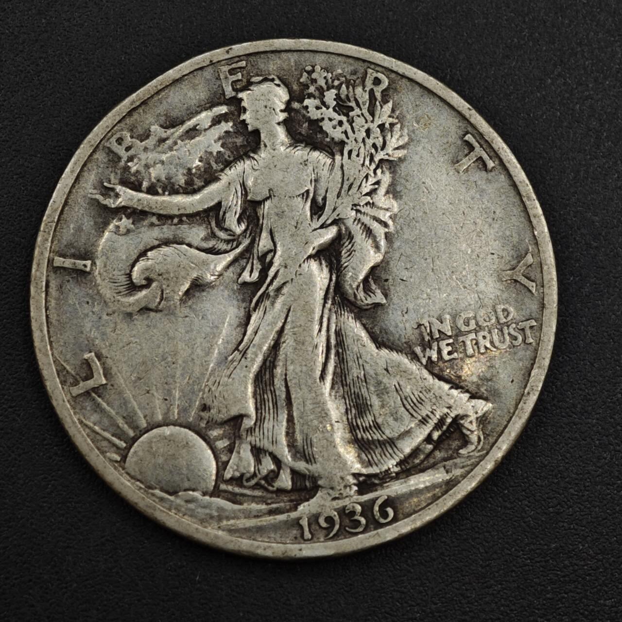 【淘币小摊】实时拍第八百二十二拍   银币套币场   满百包邮可预留二周 每周一统一发货   美国1936年行走半美元银币