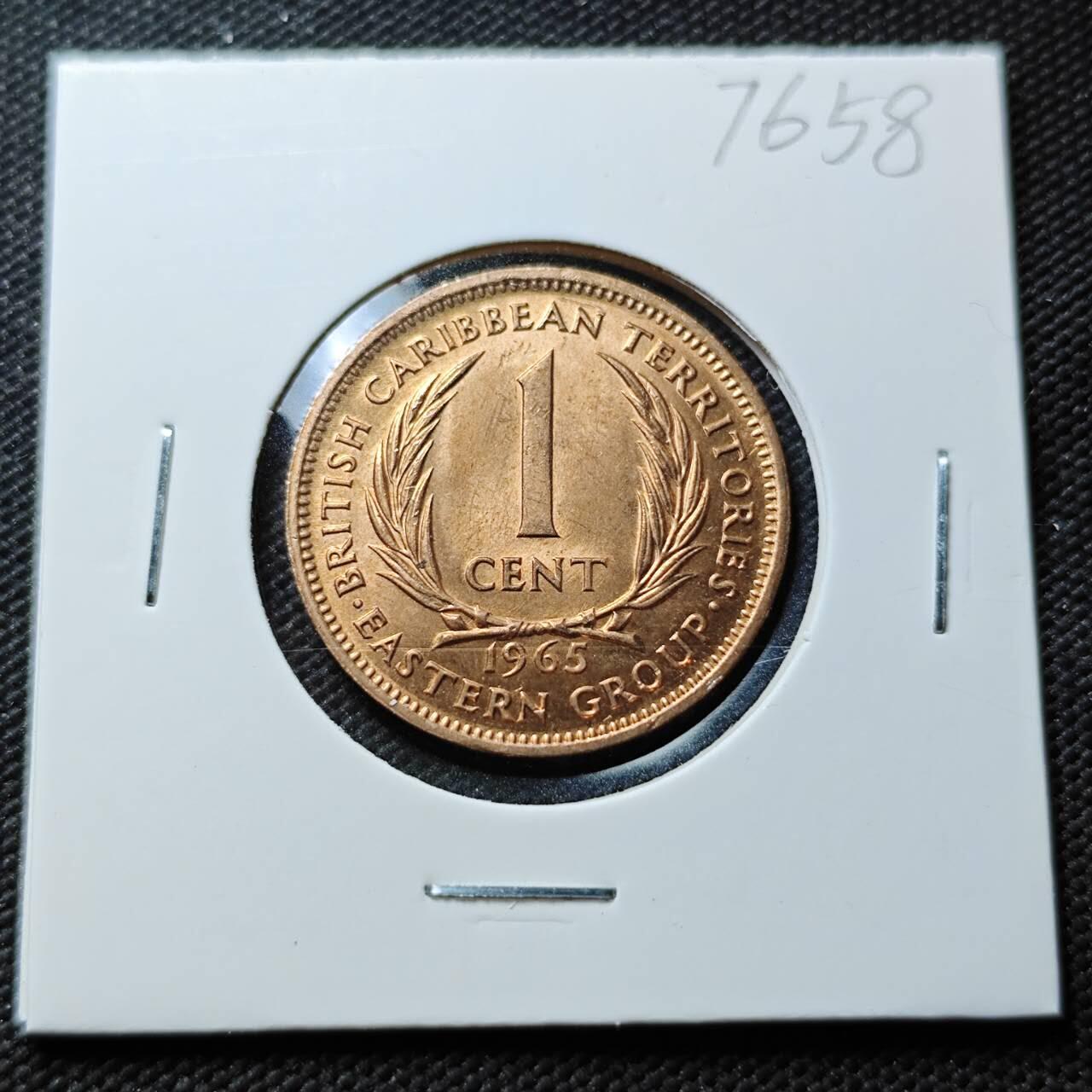 KK钱币收藏小铺 第376期  2月预留时间 周末发货  1965英属加勒比1分铜币 好品