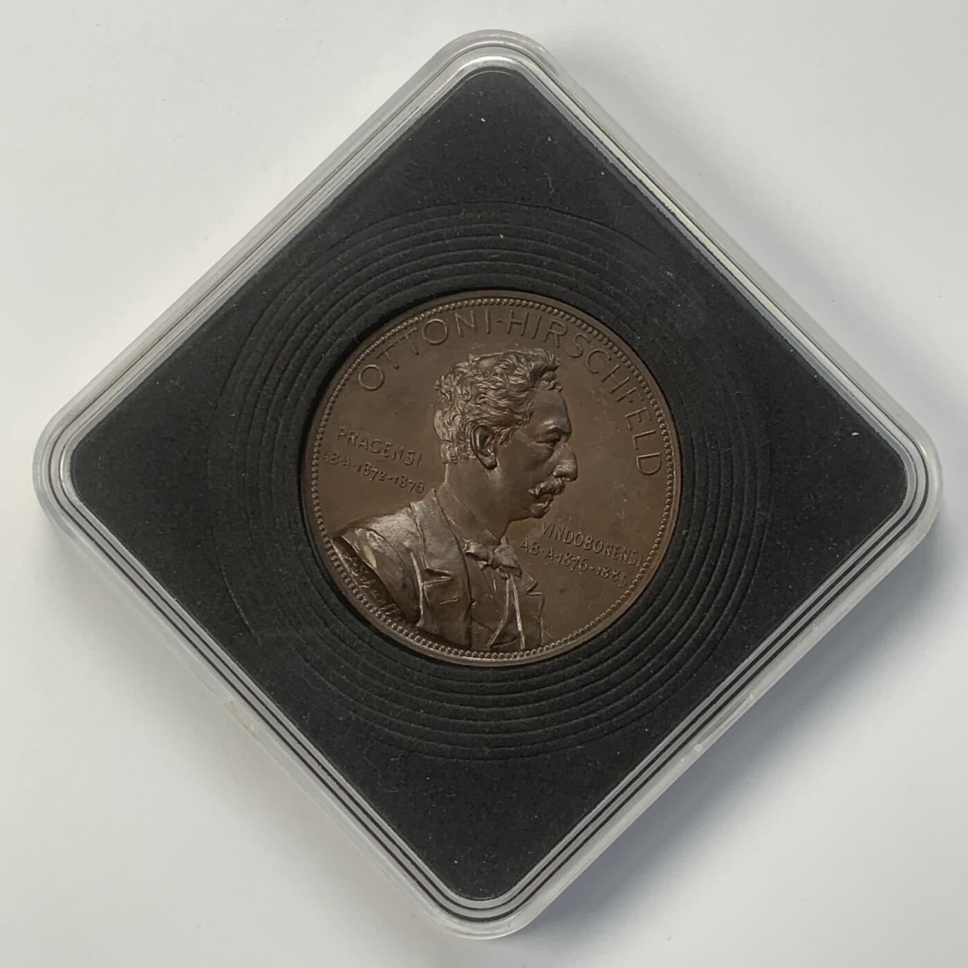 掌中浮雕-藏着的欧洲第045场 1885年历史学家奥托·希费尔德教授铜章，46.5mm，奥地利章牌艺术大师安东·沙夫（A.Scharff）设计作品，少见品种，送合适的亚克力盒子,