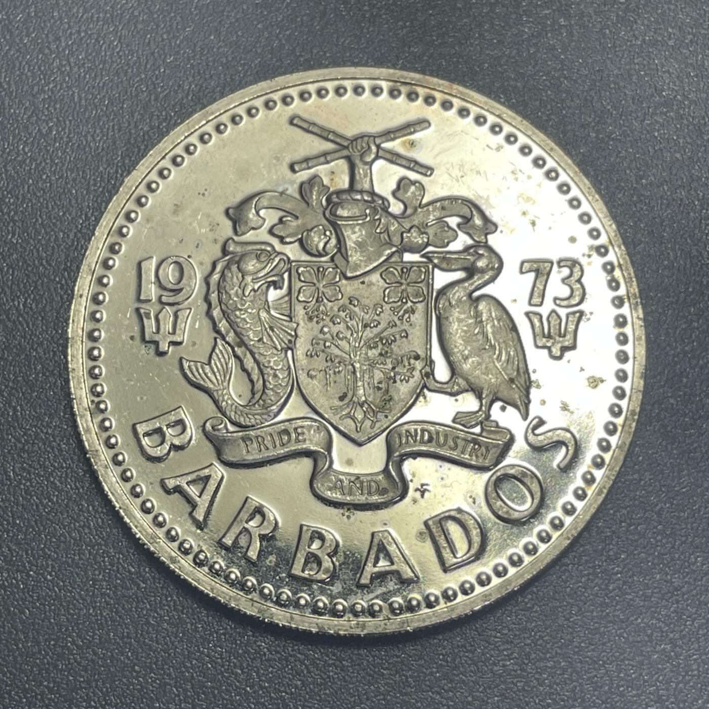 回流1215 巴巴多斯1973年2元镍币 珊瑚礁和热带鱼🐠