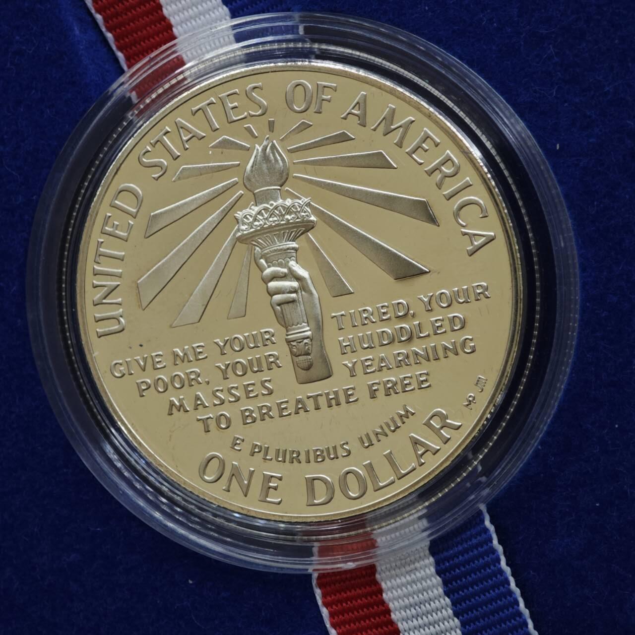 【淘币小摊】实时拍第八百二十二拍   银币套币场   满百包邮可预留二周 每周一统一发货   美国1986年自由女神一元精制银币原盒原证重26.73克900银 银价318