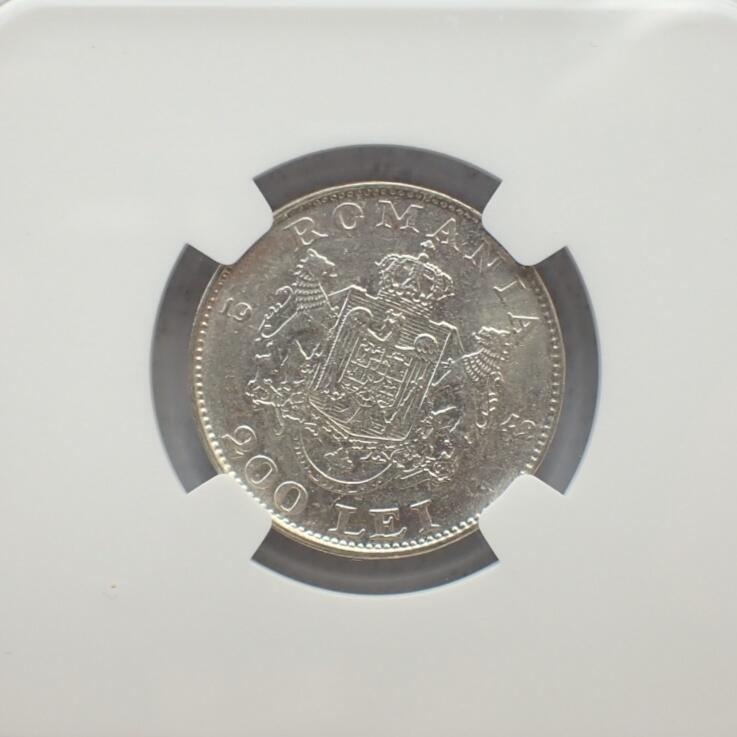 古楚泉社世界钱币专场NO.2 NGC-AU50罗马尼亚1942年200L银币
