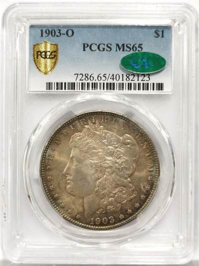 PCGS-MS65，美国1903年O版摩根，CAC