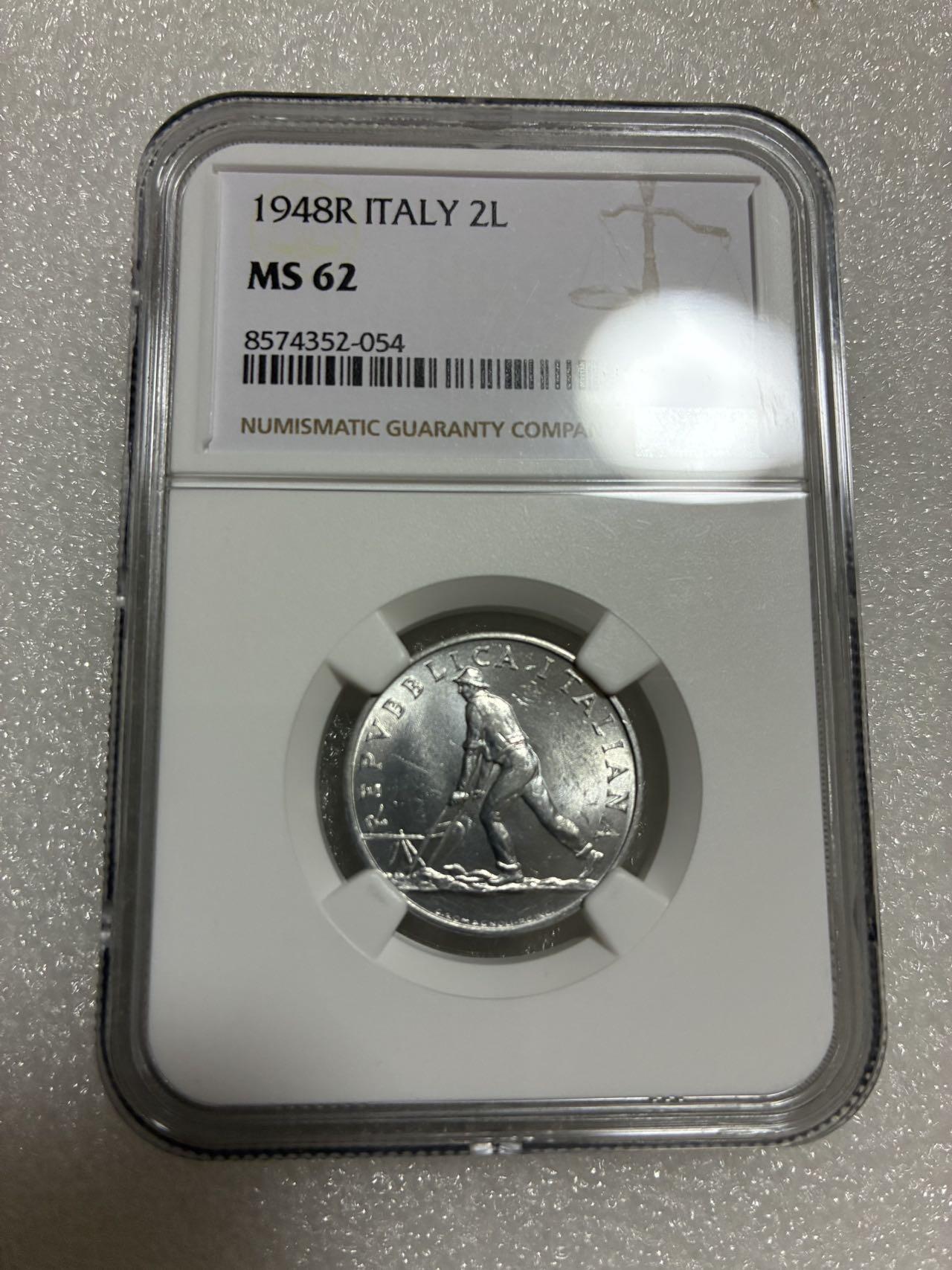 NGC MS62 意大利 1948年 2里拉