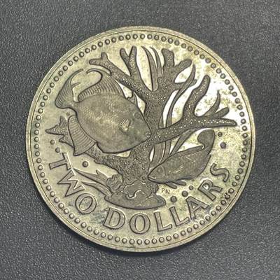 回流1215 - 巴巴多斯1973年2元镍币 珊瑚礁和热带鱼🐠