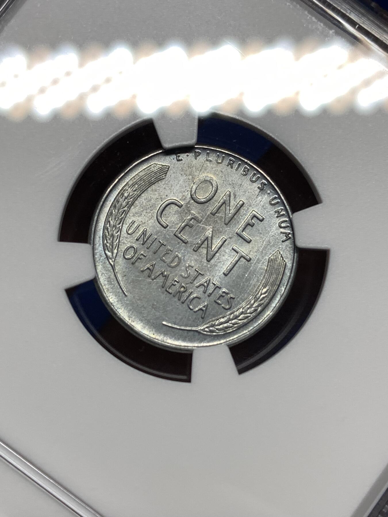 《竞宝斋》第446场 周日，周一，2场连拍 （全场包邮） NGC MS64 美国1943年1美分铁币，独立年份，二战时期特殊材质，少见S版