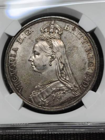 深打五彩NGC评级MS62 1887年英国维多利亚高冠克朗马剑银币 - 深打五彩NGC评级MS62 1887年英国维多利亚高冠克朗马剑银币