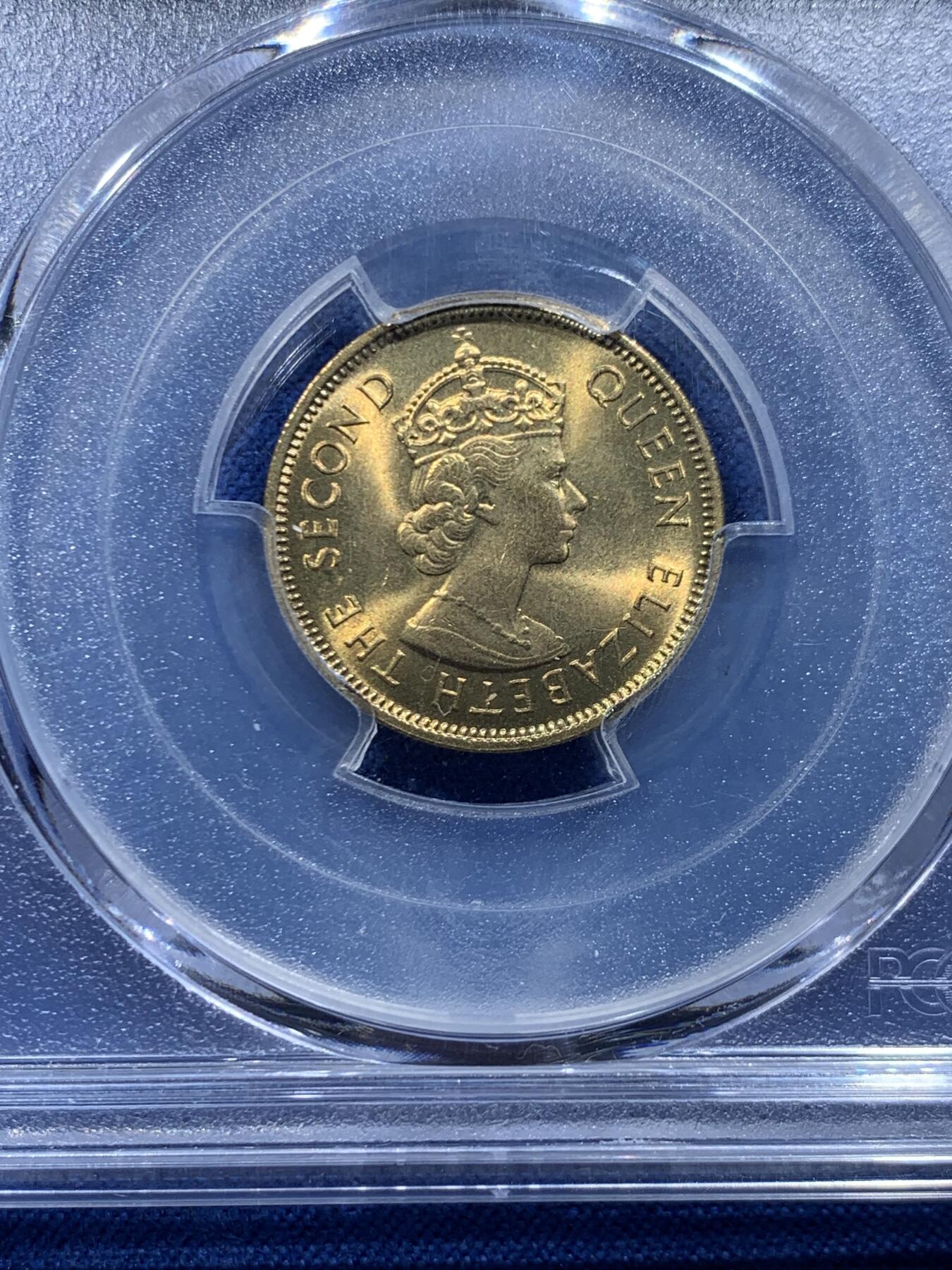 《竞宝斋》第446场 周日，周一，2场连拍 （全场包邮） PCGS MS65 香港1978年伊丽莎白二世女王一毫